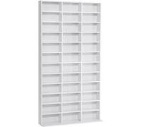 HOMCOM Rangements pour CD et DVD, étagère Rangement, capacité Max. 1116 CD/528 DVD, 36 Compartiments et étagères réglables, pour Bureau, Salon, Chambre, 102 x 23,5 x 195 cm, Blanc