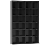 Étagère Rangement Cd/Dvd Meuble De Rangement Pour 480 Cds 24 Compartiments Réglables En Hauteur 89 X 20 X 130 Cm Noir