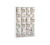 HOMCOM Rangements pour CD et DVD, Meuble de Rangement multimédia avec 24 Compartiments, capacité Max. 480 CD/ 312 DVD, bibliothèque en Bois avec étagères réglables, 89 x 20 x 130,5 cm, Blanc