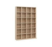 HOMCOM Rangements pour CD et DVD, Meuble de Rangement multimédia avec 24 Compartiments, capacité Max. 480 CD/ 312 DVD, bibliothèque en Bois avec étagères réglables, 89 x 20 x 130,5 cm, Bois Naturel