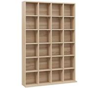 Étagère rangement CD/DVD meuble de rangement pour 480 CDs 24 compartiments réglables en hauteur 89 x 20 x 130 cm naturel Naturel