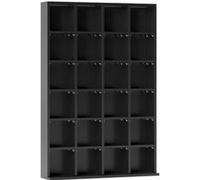HOMCOM Rangements pour CD et DVD, Meuble de Rangement multimédia avec 24 Compartiments, capacité Max. 456 CD/ 336 DVD, bibliothèque en Bois avec étagères réglables, 89 x 20 x 130,5 cm, Noir