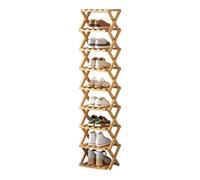 Etagere Rangement Chaussures Pliable Étagère à Chaussures Étroite avec 10 Étagères, Etagere Chaussure Bois, Gain de Place, pour Entrée, Couloir, Chambre ( Color : Wood color , Size : 26*26*139 )