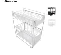 Étagère Rangement Cuisine - MENGDA - Étagère sous Évier Rack à 2 Niveaux - Blanc - Contemporain - Design
