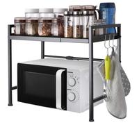 etagere rangement Meuble Rangement de cuisine Support Four Micro-ondes avec 2 Niveaux d'é tagè re Extensible en haut19