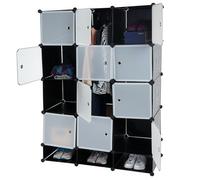 Etagère rangement Sydney système emboîtable 8 compartiments à 37x37x47cm noir