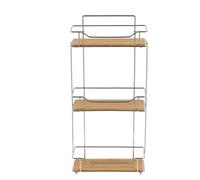 Etagere Rectangulaire A Poser Ou A Fixer/3 Niveaux Bambou - Chrome/bambou - TENDANCE