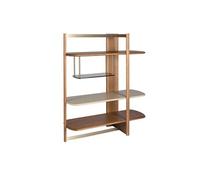 Etagère rectangulaire droite en noyer clair et bois coloris greige 3299, 140 x 50 x 162 cm