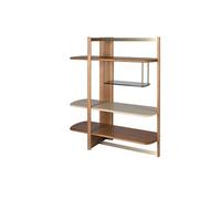 Etagère rectangulaire gauche en noyer clair et bois coloris greige 3300, 140 x 50 x 162 cm