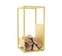 Étagère rectangulaire pour bois de chauffage, 60 cm de haut, support en bois en acier robuste, accessoire de cheminée d'intérieur, assemblage facile (couleur : doré)