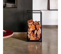 Étagère rectangulaire pour bois de cheminée, 60 cm de haut, support de bûches en acier robuste pour l'intérieur, accessoire de cheminée, montage facile (noir)