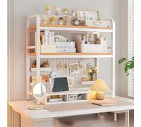 Étagère réglable à deux niveaux avec panneau perforé - Étagère de rangement multifonction pour maison, chambre à coucher, bureau, salon - Blanc - 292,1 x 115,1 cm