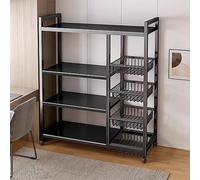 Étagère réglable en métal, chariot mobile à 4 niveaux pour l'organisation de la cuisine et du garde-manger