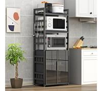 Étagère réglable pour four à micro-ondes, meuble de rangement autonome de cuisine avec porte en verre, étagère polyvalente pour salle à manger, salon et étude - Organiseur de cuisine peu encombrant