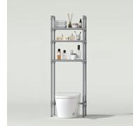Étagère réglable pour toilettes - Gain de place - Assemblage facile - Parfait pour les salles de bains et les buanderies - Gris - 53 x 26 x 17 cm