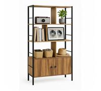 Étagère Relaxdays, H x L x P : 154,5 x 74 x 30 cm, 3 niveaux ouverts, style industriel, marron/noir