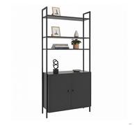 Étagère Relaxdays, H x l x P : 159,5 x 60 x 24 cm, 4 étagères, meuble bas, MDF et métal, noir