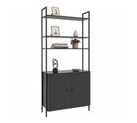 Étagère Relaxdays, H x l x P : 159,5 x 60 x 24 cm, 4 étagères, Meuble Bas, MDF et métal, Noir