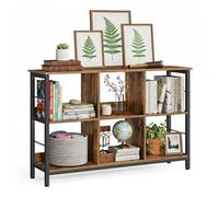 Étagère Relaxdays Industrial, 6 étagères, bois, bibliothèque vintage, H x L x P : 80 x 120 x 33 cm, meuble, noir/brun