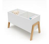 Étagère Relaxdays pour Enfants, 2 Compartiments Ouverts, Jouets et Livres, HBT : 40 x 66,5 x 34,5 cm, Blanc/Nature.