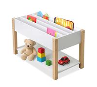 Étagère Relaxdays pour Enfants, 4 étagères, Compartiment Ouvert, 44 x 80 x 40 cm, Blanche/Naturel