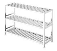 Étagère robuste à 3 couches en acier inoxydable - Étagères de rangement réglables pour cuisine, garage, bureau et restaurant - Étagères métalliques robustes (150 x 50 x 80 cm)