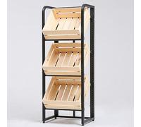 Étagère robuste en acier et bois, panier de marché polyvalent pour organiser les légumes, les articles de toilette, les articles ménagers et le stockage des aliments de cuisine