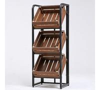 Étagère robuste en acier et bois, panier de marché polyvalent pour organiser les légumes, les articles de toilette, les articles ménagers et le stockage des aliments de cuisine