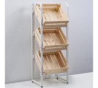Étagère robuste en acier et bois, panier de marché polyvalent pour organiser les légumes, les articles de toilette, les articles ménagers et le stockage des aliments de cuisine