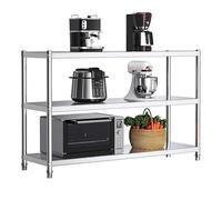 Étagère robuste en acier inoxydable à 3 niveaux, étagère de rangement pour cuisine avec couche intermédiaire réglable, étagère de rangement pour garage, restauration et usage commercial.(100x45x80cm)