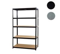Etagère robuste HWC-E33 5 étagères noir 200x120x60cm