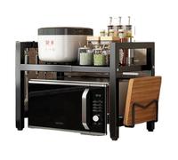 Étagère robuste pour micro-ondes avec 6 crochets et supports de planche à découper - Comptoir de cuisine robuste pour un rangement peu encombrant et une préparation efficace des repas