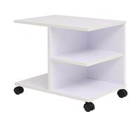 Etagere Rollen Weiß 50x35x42 cm, Mobile Aufbewahrungsregal mit Rädern, Modernes Beistelltischchen für Büro, Wohnzimmer, Schlafzimmer, Stabile Ablagefläche, Leicht zu Reinigen und Montieren