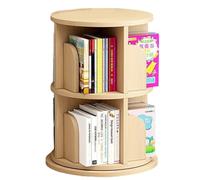 Étagère rotative à 360°, étagère de rangement empilable à 2 niveaux en bois, bibliothèque rotative pour petits espaces