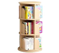Étagère rotative à 360°, étagère de rangement empilable à 2 niveaux en bois, bibliothèque rotative pour petits espaces