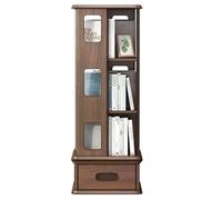 Etagère rotative créative Etagère rotative sur Pied Fond avec tiroir fermé Poli Lisse et Peu encombrant Convient pour Le Bureau, Le Salon et l'école(Walnut Colored,112 * 43cm)
