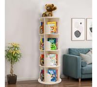Étagère rotative pour enfants et adultes, grande capacité pour petits espaces, affichage à 360°, petite étagère d'angle ronde à 4 niveaux pour bibliothèque, chambre, salon, bureau (4)