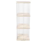 Étagère rotative transparente à 360 °, étagère de rangement sur pied, bibliothèque d'angle peu encombrante avec grande capacité, organisateur d'étagère à livres blanc crème pour (Carré 3 niveaux)