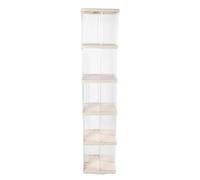 Étagère rotative transparente à 360 °, étagère de rangement sur pied, organisateur d'étagère d'angle peu encombrant avec finition blanc crème, matériau ABS PET robuste pour (Carré 5 niveaux)