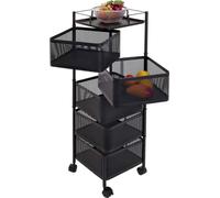 Étagère roulante HWC-N52, chariot roulant Étagère multifonctionnelle Rangement cuisine, roulante Paniers pivotants Fer 94x30x30cm ~ noir