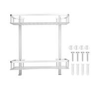 Etagere Salle de Bain, 2 Couches étagères Murales Alliage D’Aluminium Etagere Douche avec Cloison pour Salle de Bains Cuisine Salon