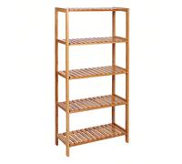 Étagère Salle de Bain à 5 Niveaux, Support Cuisine en Bambou, 9 Hauteurs Réglables, Présentoir Multifonctionnel pour Salon, Couloir, 60 x 26 x 130 cm, Couleur Boisée Un coup de cœur : Ne laissez aucun