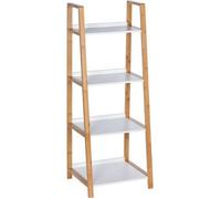 Étagère salle de bain bambou Finja - WENKO - Blanc - Marron - Petit meuble de rangement