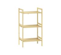 HOMCOM Étagère Salle de Bain à 3 Niveaux, étagère en Bambou, 3 étagères réglables en 5 Positions, pour Cuisine, Salle de Bain, Salon, 43,5 x 31,5 x 80 cm, Bois Naturel