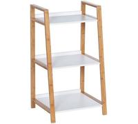 Étagère salle de bain en bambou Finja - WENKO - 3 étagères sur pied - Blanc - Marron