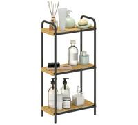 Étagère salle de bain - HOMCOM - 3 niveaux - étroite autoportante - bambou cadre acier - 41,5 x 21,5 x 77,5 cm - effet bois naturel
