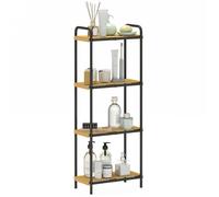 Étagère salle de bain - HOMCOM - 4 niveaux - étroite autoportante - bambou cadre acier - 41,5 x 21,5 x 106 cm - effet bois naturel