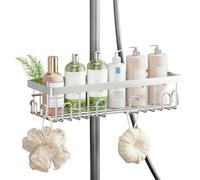 Etagere Salle de Bain Sans Percage, Taille Universelle pour Barre de Douche Ronde de 18 mm à 25 mm, Rangement Salle de Bain en Acier Inoxydable avec Grande Capacité