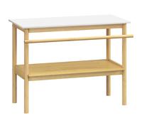 Étagère Salle De Bain Style Cosy Bambou - 2 Niveaux, Porte-Serviettes - Dim. 100 X 48 X 75 Cm - Bois Blanc Blanc