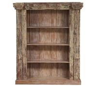 Étagère sculptée à la main en bois de teck massif ? 190 cm, marron vintage | Étagère sur pied pour salon, couloir et chambre | Bibliothèque ouverte, séparateur de pièce et étagère murale sans perçage